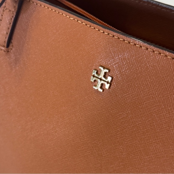 Tory Burch Emerson Small Buckle Tote Saffiano Leather Camel Brown with Dust Bag - Picture 7 of 12